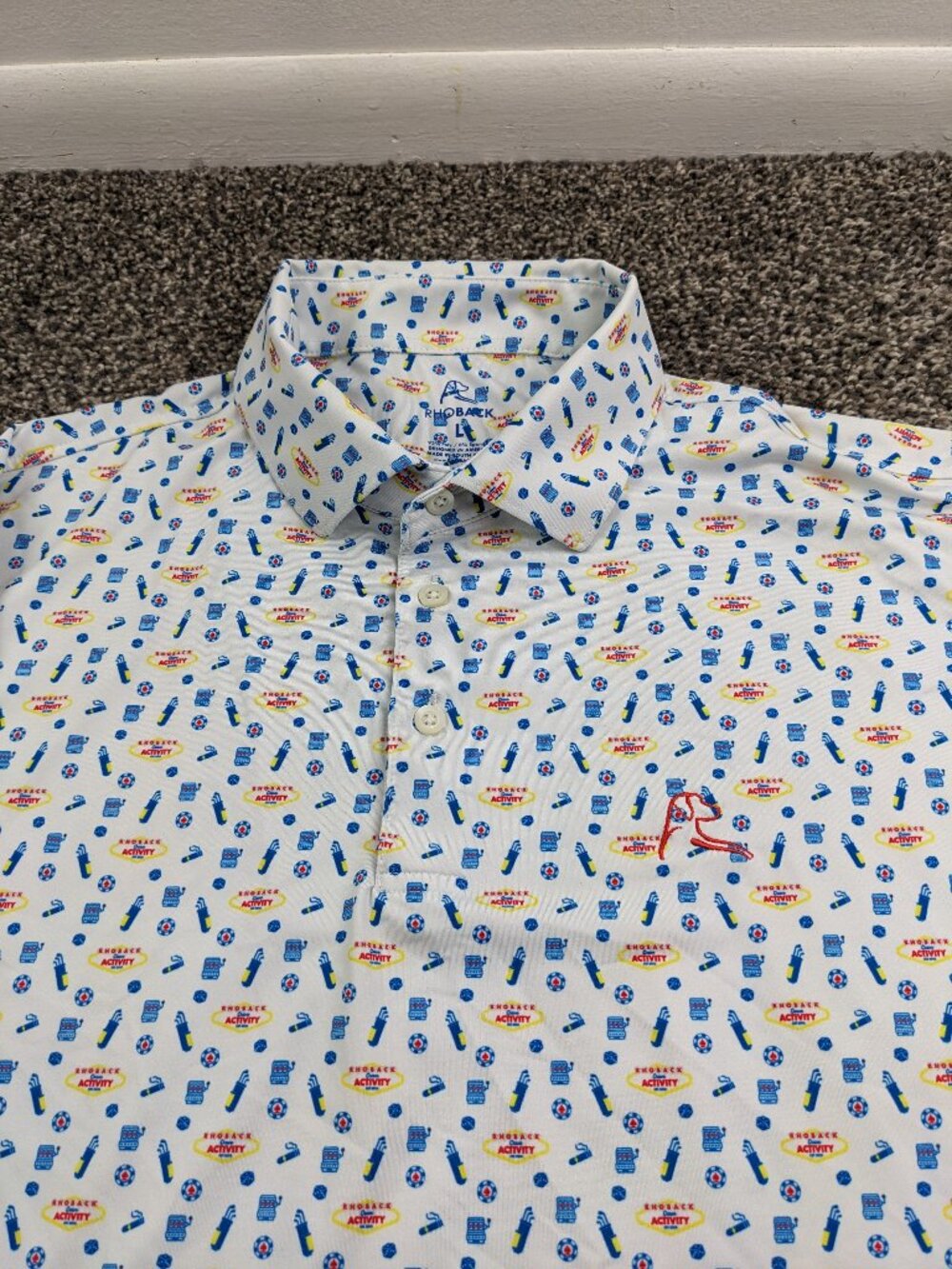 Rhoback Polo Shirt Las Vegas AOP All Over Print Performance Mens Large